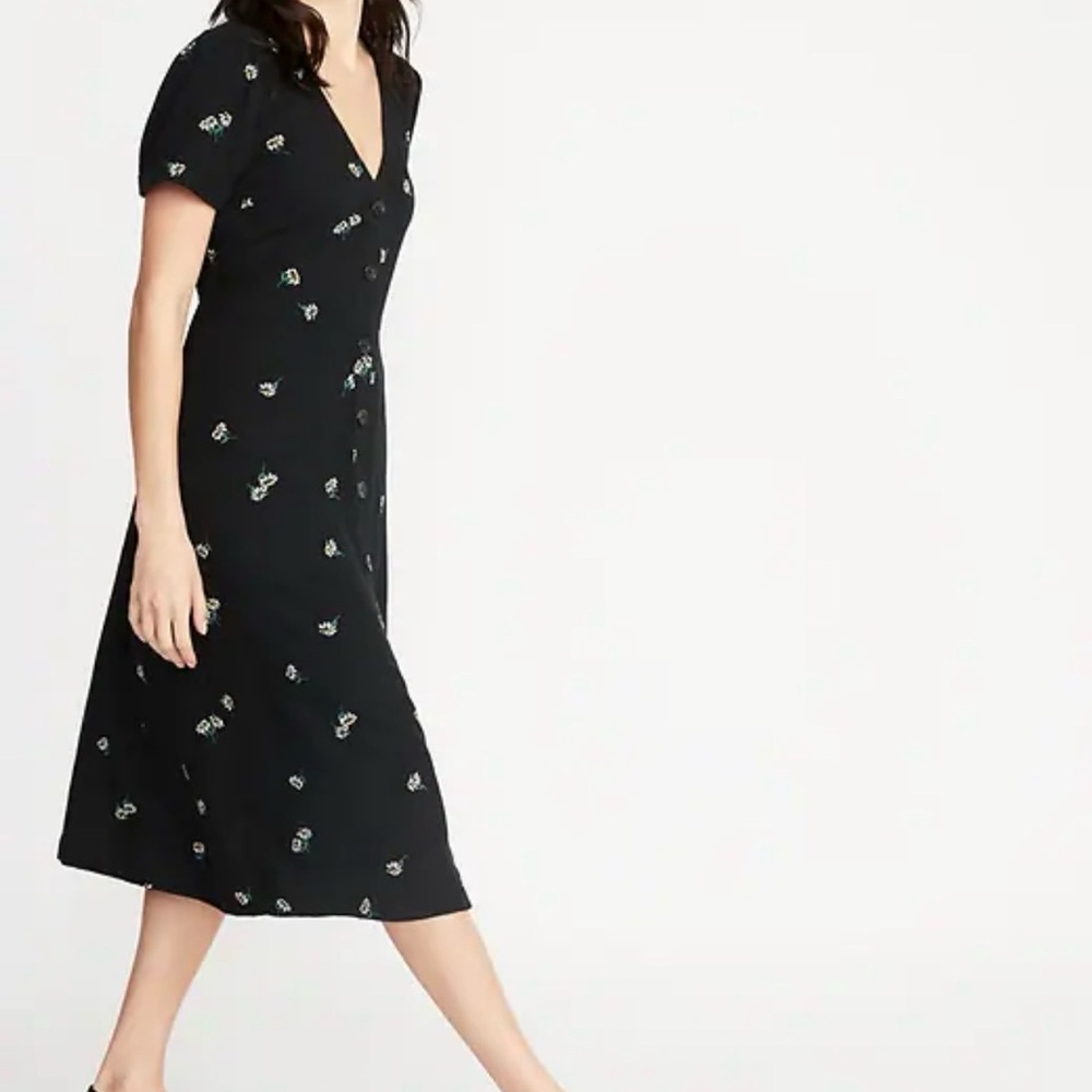 Old Navy Black Floral Midi Dress